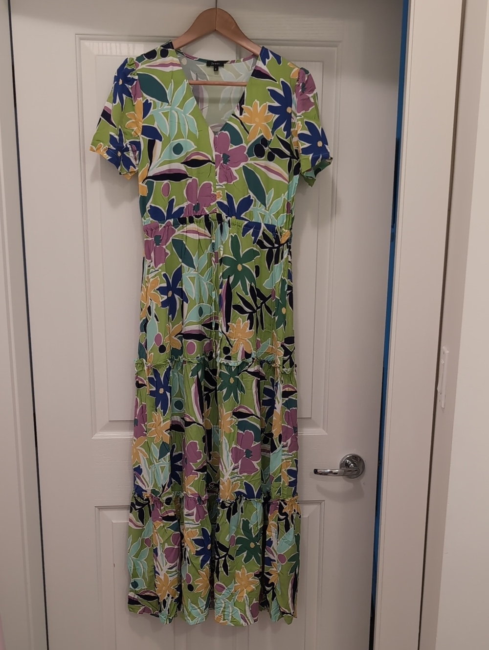 Floral Tiered V-Neck Maxi Dress - Green Multi
